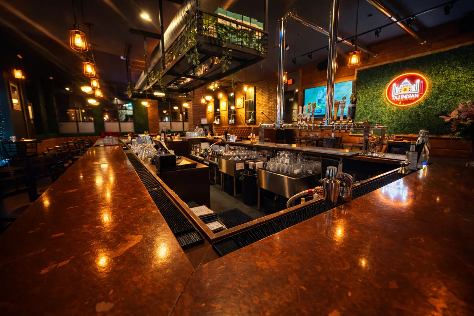Bar and dining area at Taj Indian Cuisine & Bar in Madison, Wisconsin