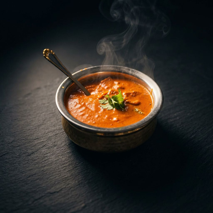 Paneer pepper masala steaming in a copper bowl at Taj Indian Cuisine & Bar in Madison, Wisconsin