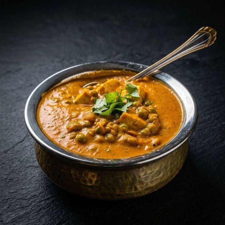 Mattar paneer with peas and house-made paneer at Taj Indian Cuisine & Bar in Madison, Wisconsin